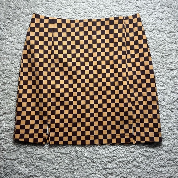 Love on a Hanger Skirt Womens 7 Mini Checkered Zip Up Streetwear Party Night Out - Picture 1 of 4